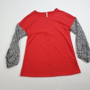 Lilypad size large red and cheetah long sleeve shirt